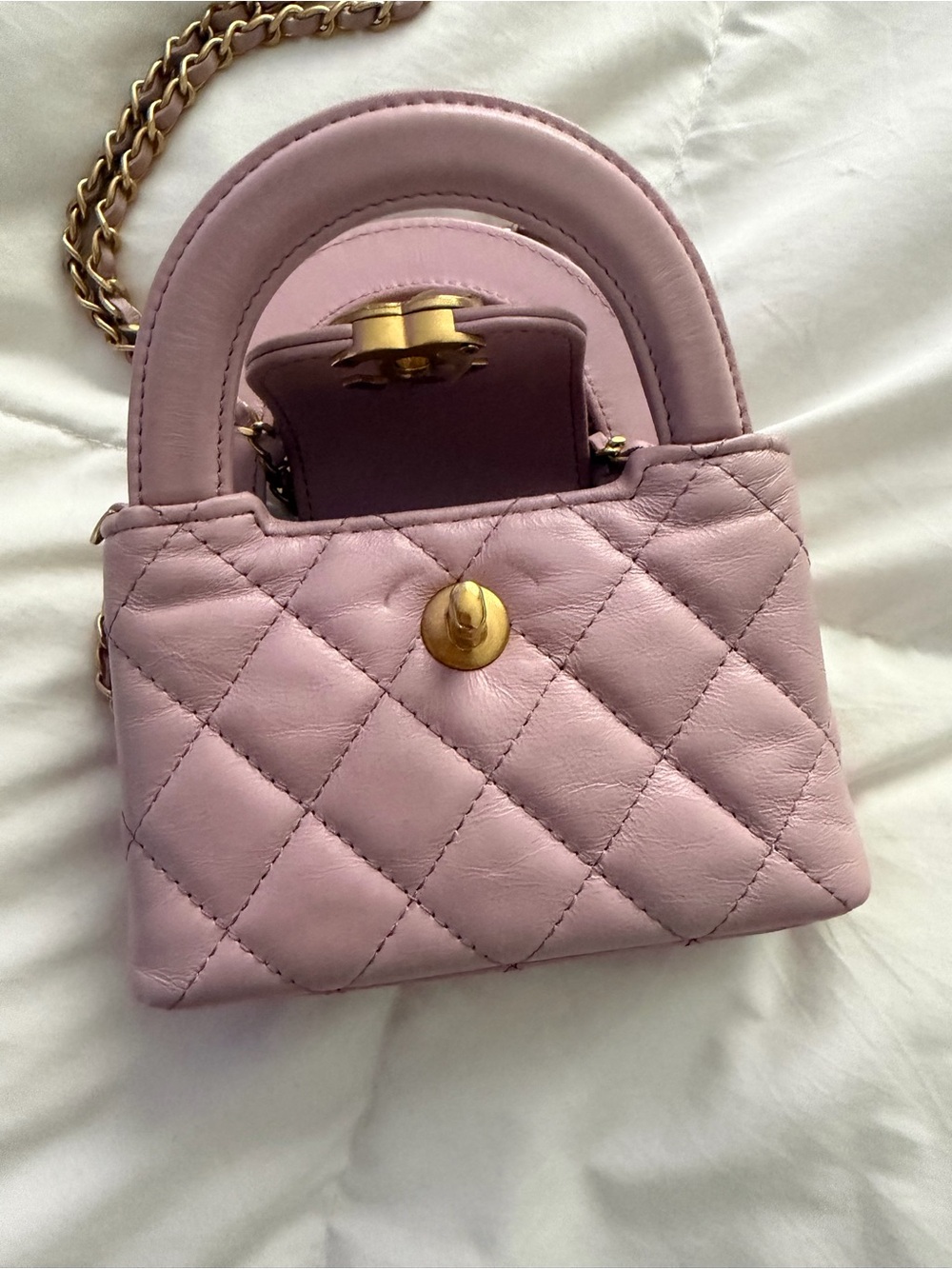 CHANEL Lavender Quilted Mini Top-Handle Crossbody Bag - Picture 4 of 8